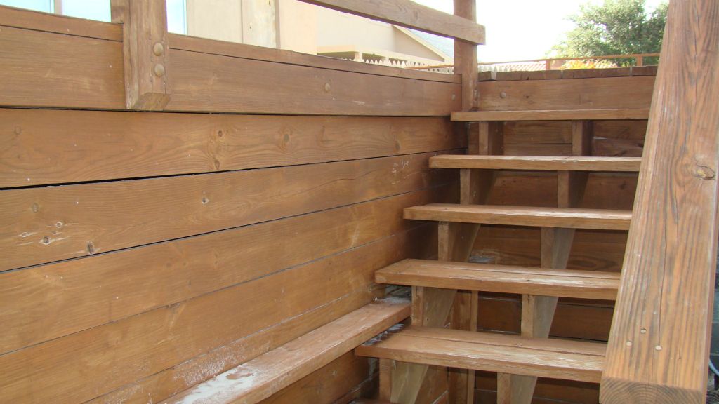 EXISTING WOOD DECK, CONCRETE STEPS and FLATWORK, HANDRAILS, BULKHEAD, STAIRS and POOL to be REPLACED